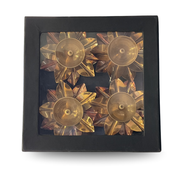 Brass Flower Diya Set (Set of 4 Diya), Min Quantity 20 Boxes